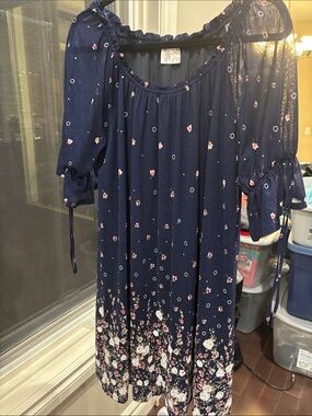 Siren Lily Navy Floral Casual Dress